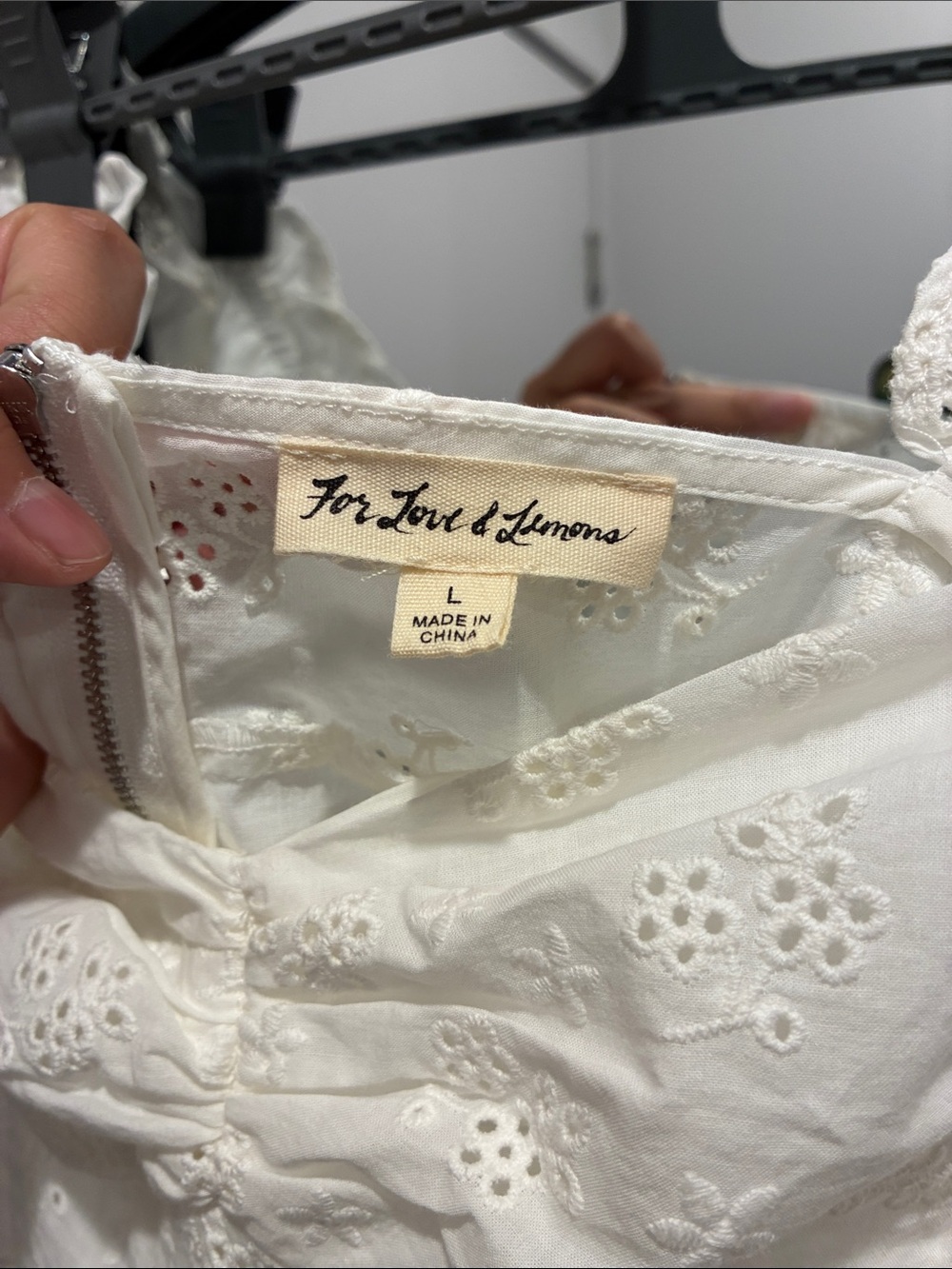 For Love & Lemons White Eyelet Puff-Sleeve Crop Top (moving-sale) - Picture 3 of 13